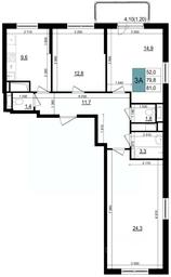 2-BD Apartment Sale, 81平方米 at Mikrorayon 6 6A, 6A mikrorayon, Odintsovo, Moscow Region, Russia #3 2-BD Apartment Sale, 81平方米 at Mikrorayon 6 6A, 6A mikrorayon, Odintsovo, Moscow Region, Russia #3