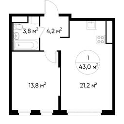 Apartment Sale, 43 sq. m. at Peredelkino Blizhnee, Korneya Chukovskogo Street, 1, Vnukovskoye Settlement, Moscow, Russia #3 Apartment Sale, 43 sq. m. at Peredelkino Blizhnee, Korneya Chukovskogo Street, 1, Vnukovskoye Settlement, Moscow, Russia #3