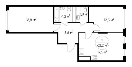 2-BD Apartment Sale, 62.2 sq. m. at Peredelkino Blizhnee, Korneya Chukovskogo Street, 1, Vnukovskoye Settlement, Moscow, Russia #3 2-BD Apartment Sale, 62.2 sq. m. at Peredelkino Blizhnee, Korneya Chukovskogo Street, 1, Vnukovskoye Settlement, Moscow, Russia #3