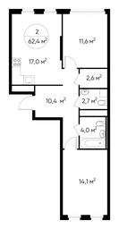 2-BD Apartment Sale, 62.4平方米 at Peredelkino Blizhnee, Korneya Chukovskogo Street, 1, Vnukovskoye Settlement, Moscow, Russia #3 2-BD Apartment Sale, 62.4平方米 at Peredelkino Blizhnee, Korneya Chukovskogo Street, 1, Vnukovskoye Settlement, Moscow, Russia #3