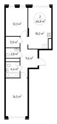 2-BD Apartment Sale, 66.8 sq. m. at Peredelkino Blizhnee, Korneya Chukovskogo Street, 1, Vnukovskoye Settlement, Moscow, Russia #3 2-BD Apartment Sale, 66.8 sq. m. at Peredelkino Blizhnee, Korneya Chukovskogo Street, 1, Vnukovskoye Settlement, Moscow, Russia #3