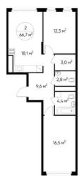 2-BD Apartment Sale, 66.7 sq. m. at Peredelkino Blizhnee, Korneya Chukovskogo Street, 1, Vnukovskoye Settlement, Moscow, Russia #3