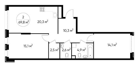 2-BD Apartment Sale, 69.8 sq. m. at Peredelkino Blizhnee, Korneya Chukovskogo Street, 1, Vnukovskoye Settlement, Moscow, Russia #3 2-BD Apartment Sale, 69.8 sq. m. at Peredelkino Blizhnee, Korneya Chukovskogo Street, 1, Vnukovskoye Settlement, Moscow, Russia #3