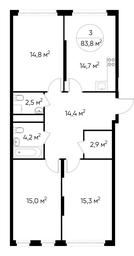 3-BD Apartment Sale, 83.8 sq. m. at Peredelkino Blizhnee, Korneya Chukovskogo Street, 1, Vnukovskoye Settlement, Moscow, Russia #3 3-BD Apartment Sale, 83.8 sq. m. at Peredelkino Blizhnee, Korneya Chukovskogo Street, 1, Vnukovskoye Settlement, Moscow, Russia #3