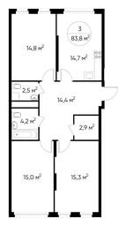 3-BD Apartment Sale, 83.8 sq. m. at Peredelkino Blizhnee, Korneya Chukovskogo Street, 1, Vnukovskoye Settlement, Moscow, Russia #3 3-BD Apartment Sale, 83.8 sq. m. at Peredelkino Blizhnee, Korneya Chukovskogo Street, 1, Vnukovskoye Settlement, Moscow, Russia #3