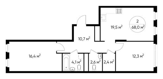 2-BD Apartment Sale, 68 sq. m. at Peredelkino Blizhnee, Korneya Chukovskogo Street, 1, Vnukovskoye Settlement, Moscow, Russia #3 2-BD Apartment Sale, 68 sq. m. at Peredelkino Blizhnee, Korneya Chukovskogo Street, 1, Vnukovskoye Settlement, Moscow, Russia #3