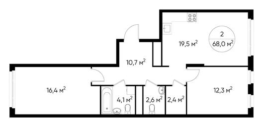 2-BD Apartment Sale, 68平方米 at Peredelkino Blizhnee, Korneya Chukovskogo Street, 1, Vnukovskoye Settlement, Moscow, Russia #3 2-BD Apartment Sale, 68平方米 at Peredelkino Blizhnee, Korneya Chukovskogo Street, 1, Vnukovskoye Settlement, Moscow, Russia #3