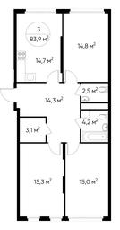 3-BD Apartment Sale, 83.9 sq. m. at Peredelkino Blizhnee, Korneya Chukovskogo Street, 1, Vnukovskoye Settlement, Moscow, Russia #3 3-BD Apartment Sale, 83.9 sq. m. at Peredelkino Blizhnee, Korneya Chukovskogo Street, 1, Vnukovskoye Settlement, Moscow, Russia #3