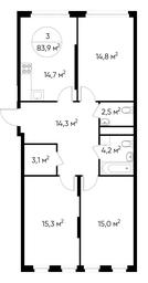 3-BD Apartment Sale, 83.9 sq. m. at Peredelkino Blizhnee, Korneya Chukovskogo Street, 1, Vnukovskoye Settlement, Moscow, Russia #3 3-BD Apartment Sale, 83.9 sq. m. at Peredelkino Blizhnee, Korneya Chukovskogo Street, 1, Vnukovskoye Settlement, Moscow, Russia #3