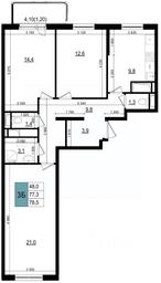 2-BD Apartment Sale, 78.5 sq. m. at Mikrorayon 6 6A, 6A mikrorayon, Odintsovo, Moscow Region, Russia #3 2-BD Apartment Sale, 78.5 sq. m. at Mikrorayon 6 6A, 6A mikrorayon, Odintsovo, Moscow Region, Russia #3