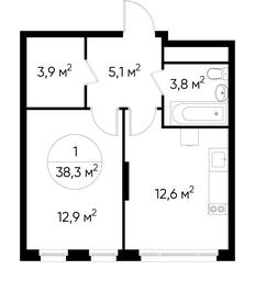 Apartment Sale, 38.3 sq. m. at Peredelkino Blizhnee, Korneya Chukovskogo Street, 1, Vnukovskoye Settlement, Moscow, Russia #3