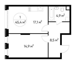Apartment Sale, 45.4 sq. m. at Peredelkino Blizhnee, Korneya Chukovskogo Street, 1, Vnukovskoye Settlement, Moscow, Russia #3 Apartment Sale, 45.4 sq. m. at Peredelkino Blizhnee, Korneya Chukovskogo Street, 1, Vnukovskoye Settlement, Moscow, Russia #3
