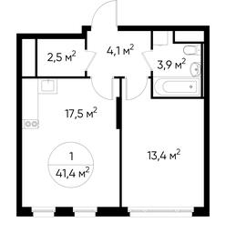 Apartment Sale, 41.4 sq. m. at Peredelkino Blizhnee, Korneya Chukovskogo Street, 1, Vnukovskoye Settlement, Moscow, Russia #3 Apartment Sale, 41.4 sq. m. at Peredelkino Blizhnee, Korneya Chukovskogo Street, 1, Vnukovskoye Settlement, Moscow, Russia #3