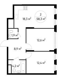 2-BD Apartment Sale, 58.3平方米 at Peredelkino Blizhnee, Korneya Chukovskogo Street, 1, Vnukovskoye Settlement, Moscow, Russia #3 2-BD Apartment Sale, 58.3平方米 at Peredelkino Blizhnee, Korneya Chukovskogo Street, 1, Vnukovskoye Settlement, Moscow, Russia #3