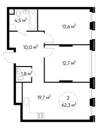 2-BD Apartment Sale, 62.3 sq. m. at Peredelkino Blizhnee, Korneya Chukovskogo Street, 1, Vnukovskoye Settlement, Moscow, Russia #3 2-BD Apartment Sale, 62.3 sq. m. at Peredelkino Blizhnee, Korneya Chukovskogo Street, 1, Vnukovskoye Settlement, Moscow, Russia #3