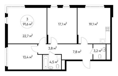 3-BD Apartment Sale, 91.6 sq. m. at Peredelkino Blizhnee, Korneya Chukovskogo Street, 1, Vnukovskoye Settlement, Moscow, Russia #3 3-BD Apartment Sale, 91.6 sq. m. at Peredelkino Blizhnee, Korneya Chukovskogo Street, 1, Vnukovskoye Settlement, Moscow, Russia #3
