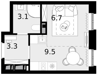 1-BD Apartment Sale, 22.4 sq. m. at Novaya Zvezda, Bachurinskaya ulitsa, 11, Settlement of Kommunarka, Moscow, Russia #3 1-BD Apartment Sale, 22.4 sq. m. at Novaya Zvezda, Bachurinskaya ulitsa, 11, Settlement of Kommunarka, Moscow, Russia #3
