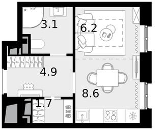 1-BD Apartment Sale, 24.4 sq. m. at Novaya Zvezda, Bachurinskaya ulitsa, 11, Settlement of Kommunarka, Moscow, Russia #3 1-BD Apartment Sale, 24.4 sq. m. at Novaya Zvezda, Bachurinskaya ulitsa, 11, Settlement of Kommunarka, Moscow, Russia #3