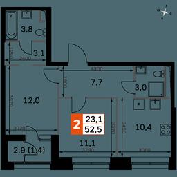 2-BD Apartment Sale, 52.5 sq. m. at Sky Garden, Stroitelny Drive, 9с6, Moscow, Russia #2