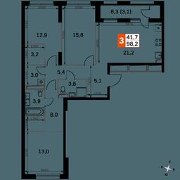 3-BD Apartment Sale, 98.2 sq. m. at Sky Garden, Stroitelny Drive, 9с6, Moscow, Russia #2