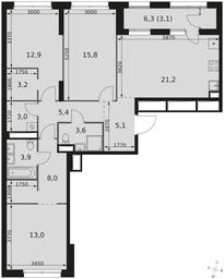 3-BD Apartment Sale, 98.2 sq. m. at Sky Garden, Stroitelny Drive, 9с6, Moscow, Russia #4