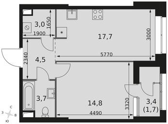 1-BD Apartment Sale, 45.4 sq. m. at Sky Garden, Stroitelny Drive, 9с6, Moscow, Russia #4
