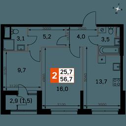 2-BD Apartment Sale, 56.7 sq. m. at Sky Garden, Stroitelny Drive, 9с6, Moscow, Russia #2 2-BD Apartment Sale, 56.7 sq. m. at Sky Garden, Stroitelny Drive, 9с6, Moscow, Russia #2