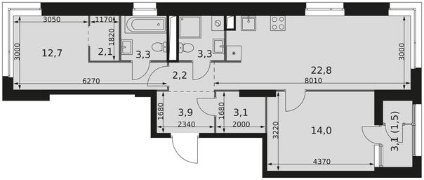 2-BD Apartment Sale, 68.9 sq. m. at Sky Garden, Stroitelny Drive, 9с6, Moscow, Russia #4