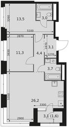 2-BD Apartment Sale, 66.8 sq. m. at Sky Garden, Stroitelny Drive, 9с6, Moscow, Russia #4