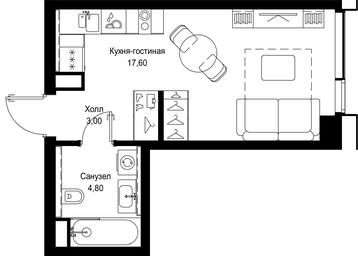 Apartment Sale, 25.4平方米 at Multikvartal CITYZEN, Vishnyovaya Street, Moscow, Russia #4