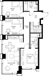 3-BD Apartment Sale, 74.1 sq. m. at Multikvartal CITYZEN, Vishnyovaya Street, Moscow, Russia #3
