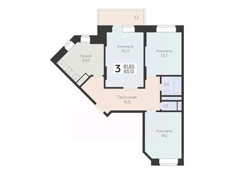 2-BD Apartment Sale, 83.12 sq. m. at Art-kvartal Onegin, Sadovaya Street, 3к1, Krasnaya Gorka Microdistrict, Podolsk, Moscow Region, Russia #2 2-BD Apartment Sale, 83.12 sq. m. at Art-kvartal Onegin, Sadovaya Street, 3к1, Krasnaya Gorka Microdistrict, Podolsk, Moscow Region, Russia #2