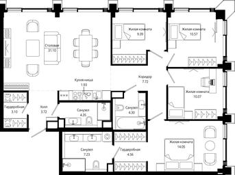 4-BD Apartment Sale, 114.17平方米 at Mod, 4th Maryinoy Roschi Street, 12с9, Moscow, Russia #3 4-BD Apartment Sale, 114.17平方米 at Mod, 4th Maryinoy Roschi Street, 12с9, Moscow, Russia #3