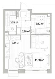 1-BD Apartment Sale, 38.41平方米 at Mys, derevnya Likino, Odintsovskiy Urban District, Moscow Region, Russia #2
