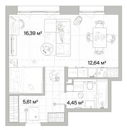 1-BD Apartment Sale, 39.09 sq. m. at Mys, derevnya Likino, Odintsovskiy Urban District, Moscow Region, Russia #3