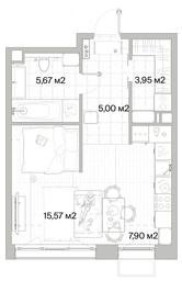 1-BD Apartment Sale, 38.09平方米 at Mys, derevnya Likino, Odintsovskiy Urban District, Moscow Region, Russia #3