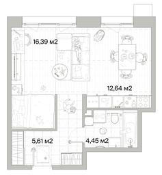1-BD Apartment Sale, 39.09平方米 at Mys, derevnya Likino, Odintsovskiy Urban District, Moscow Region, Russia #3