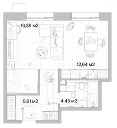 1-BD Apartment Sale, 39.09平方米 at Mys, derevnya Likino, Odintsovskiy Urban District, Moscow Region, Russia #3 1-BD Apartment Sale, 39.09平方米 at Mys, derevnya Likino, Odintsovskiy Urban District, Moscow Region, Russia #3