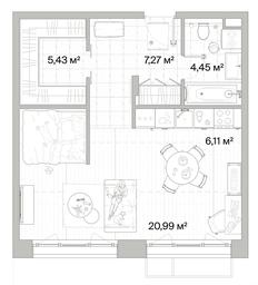 1-BD Apartment Sale, 44.25平方米 at Mys, derevnya Likino, Odintsovskiy Urban District, Moscow Region, Russia #2 1-BD Apartment Sale, 44.25平方米 at Mys, derevnya Likino, Odintsovskiy Urban District, Moscow Region, Russia #2