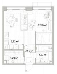 1-BD Apartment Sale, 40.83 sq. m. at Mys, derevnya Likino, Odintsovskiy Urban District, Moscow Region, Russia #3 1-BD Apartment Sale, 40.83 sq. m. at Mys, derevnya Likino, Odintsovskiy Urban District, Moscow Region, Russia #3