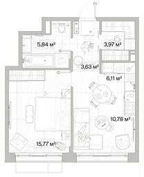 1-BD Apartment Sale, 46.1平方米 at Mys, derevnya Likino, Odintsovskiy Urban District, Moscow Region, Russia #2 1-BD Apartment Sale, 46.1平方米 at Mys, derevnya Likino, Odintsovskiy Urban District, Moscow Region, Russia #2
