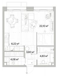 1-BD Apartment Sale, 40.83 sq. m. at Mys, derevnya Likino, Odintsovskiy Urban District, Moscow Region, Russia #3 1-BD Apartment Sale, 40.83 sq. m. at Mys, derevnya Likino, Odintsovskiy Urban District, Moscow Region, Russia #3