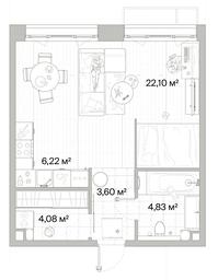 1-BD Apartment Sale, 40.83平方米 at Mys, derevnya Likino, Odintsovskiy Urban District, Moscow Region, Russia #4