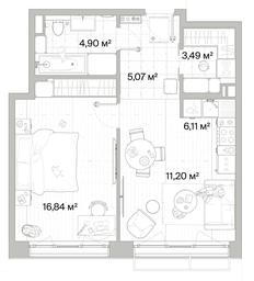1-BD Apartment Sale, 47.61平方米 at Mys, derevnya Likino, Odintsovskiy Urban District, Moscow Region, Russia #2
