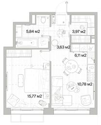 1-BD Apartment Sale, 46.1平方米 at Mys, derevnya Likino, Odintsovskiy Urban District, Moscow Region, Russia #2