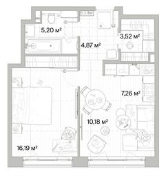 1-BD Apartment Sale, 47.22平方米 at Mys, derevnya Likino, Odintsovskiy Urban District, Moscow Region, Russia #2 1-BD Apartment Sale, 47.22平方米 at Mys, derevnya Likino, Odintsovskiy Urban District, Moscow Region, Russia #2