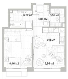 1-BD Apartment Sale, 44.98平方米 at Mys, derevnya Likino, Odintsovskiy Urban District, Moscow Region, Russia #4