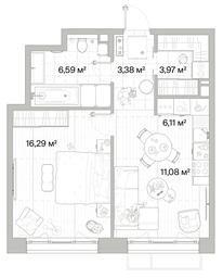 1-BD Apartment Sale, 47.42平方米 at Mys, derevnya Likino, Odintsovskiy Urban District, Moscow Region, Russia #4