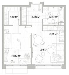 1-BD Apartment Sale, 48.04平方米 at Mys, derevnya Likino, Odintsovskiy Urban District, Moscow Region, Russia #3 1-BD Apartment Sale, 48.04平方米 at Mys, derevnya Likino, Odintsovskiy Urban District, Moscow Region, Russia #3