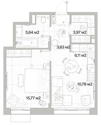 1-BD Apartment Sale, 46.1平方米 at Mys, derevnya Likino, Odintsovskiy Urban District, Moscow Region, Russia #3 1-BD Apartment Sale, 46.1平方米 at Mys, derevnya Likino, Odintsovskiy Urban District, Moscow Region, Russia #3